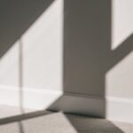 Housing Cooperatives - Shadow of window with glazing bars on wall and floor of minimal apartment in sunlight