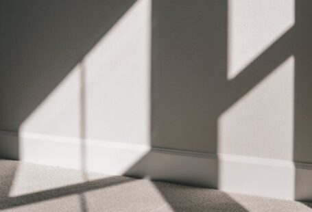 Housing Cooperatives - Shadow of window with glazing bars on wall and floor of minimal apartment in sunlight