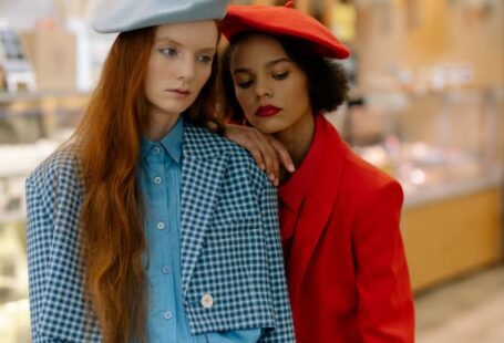 Grocery Stores - Fashionable Women in Beret Hats Standing in the Supermarket