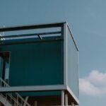 Modular Construction - Modular Elevated Building on Blue Sky Background