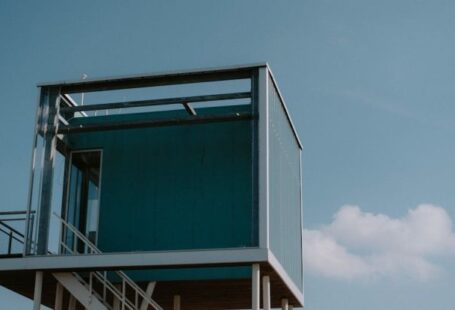 Modular Construction - Modular Elevated Building on Blue Sky Background