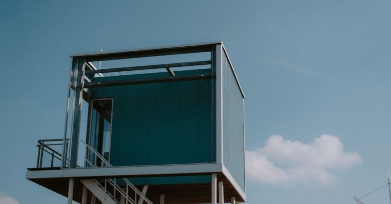 Modular Construction - Modular Elevated Building on Blue Sky Background